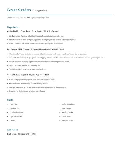 Casing Builder Resume