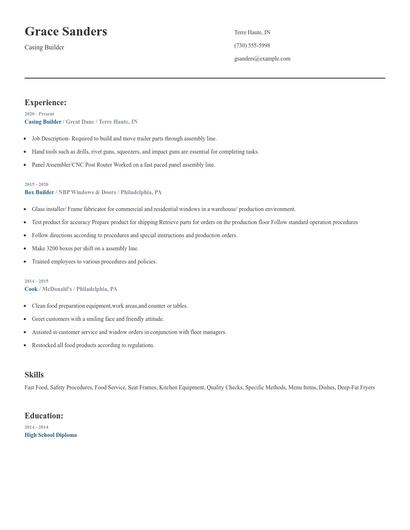 Casing Builder Resume
