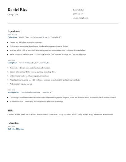 Casing Crew Resume