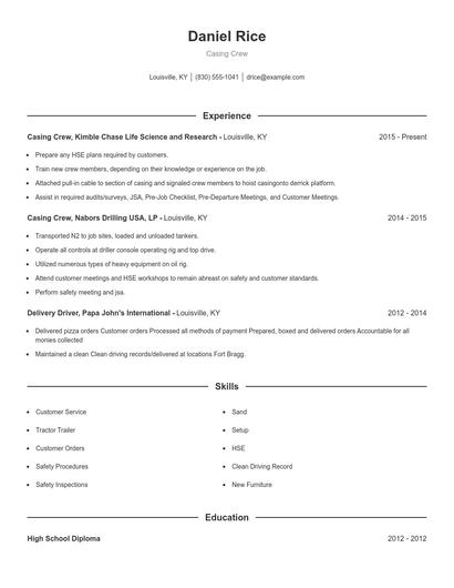 Casing Crew Resume