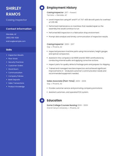 Casing Inspector Resume
