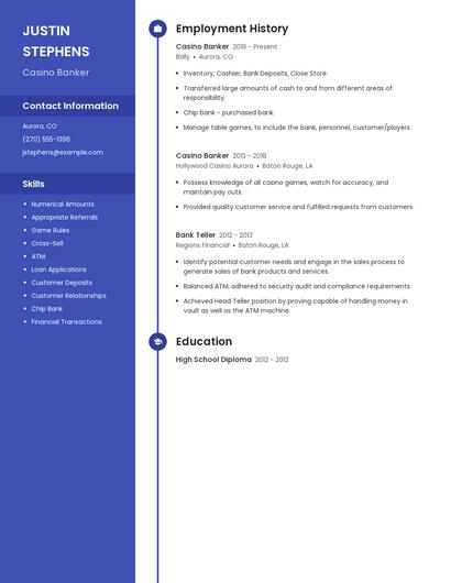 Casino Banker Resume