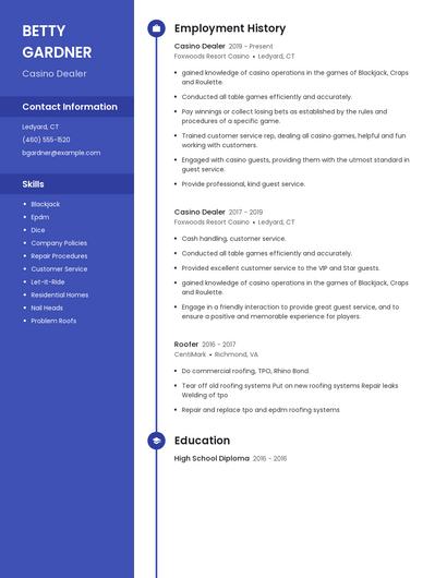 Casino Dealer Resume