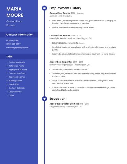 Casino Floor Runner Resume