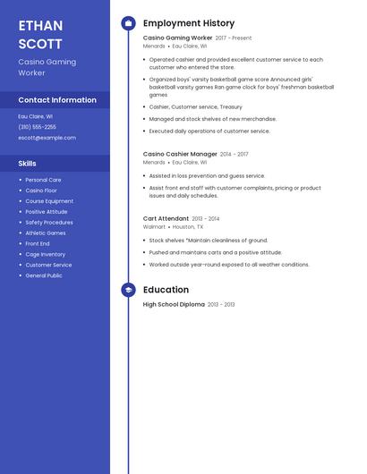 Casino Gaming Worker Resume