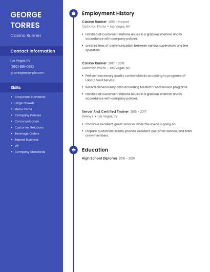 Casino Runner Resume