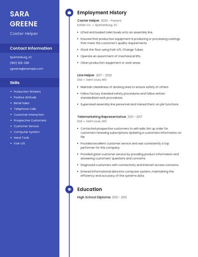 Caster Helper Resume