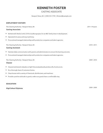 Casting Associate Resume