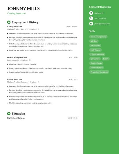 Casting Associate Resume