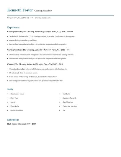 Casting Associate Resume