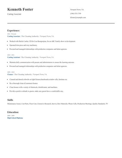 Casting Associate Resume