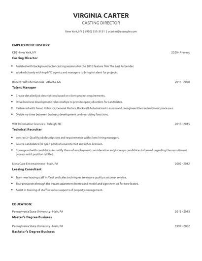 Casting Director Resume