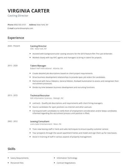 Casting Director Resume