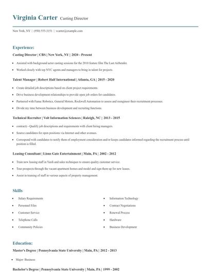 Casting Director Resume