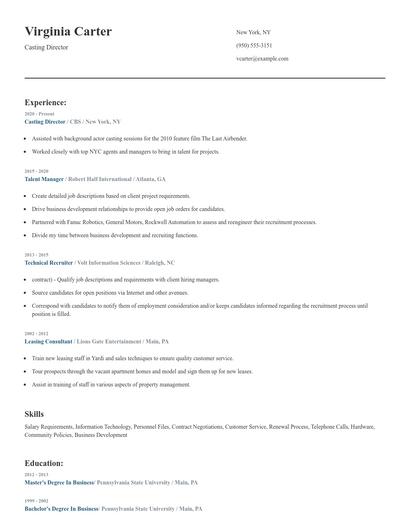 Casting Director Resume
