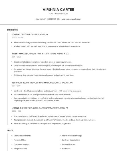 Casting Director Resume