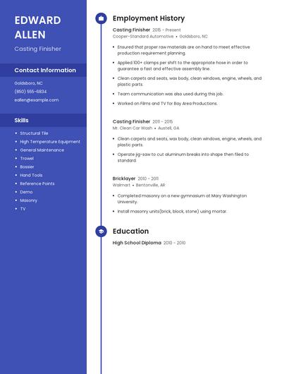 Casting Finisher Resume