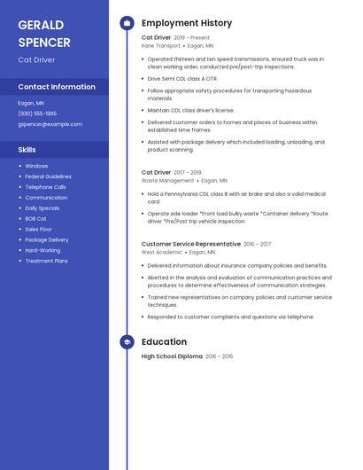Cat Driver Resume