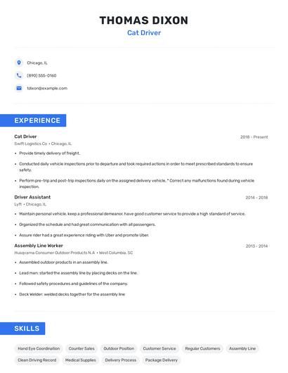 Cat Driver Resume