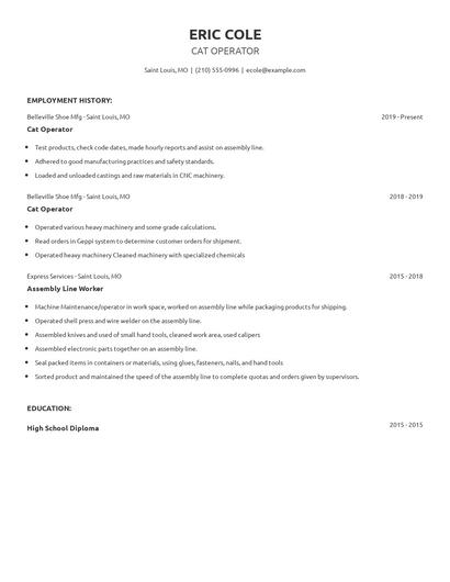 Cat Operator Resume