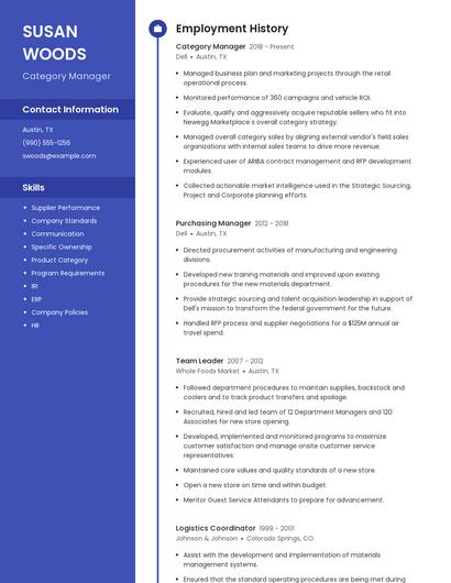 Category Manager Resume