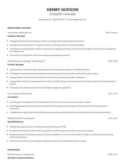 Category Manager Resume