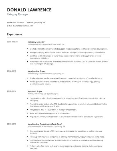 Category Manager Resume