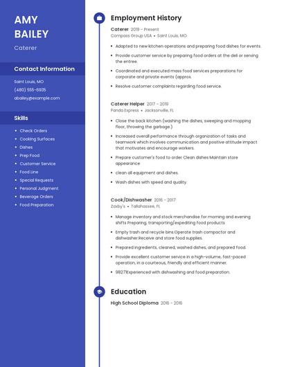 Caterer Resume