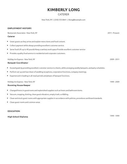 Caterer Resume