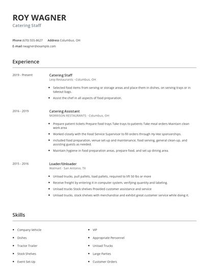 Catering Staff Resume