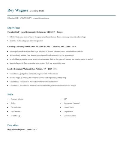 Catering Staff Resume