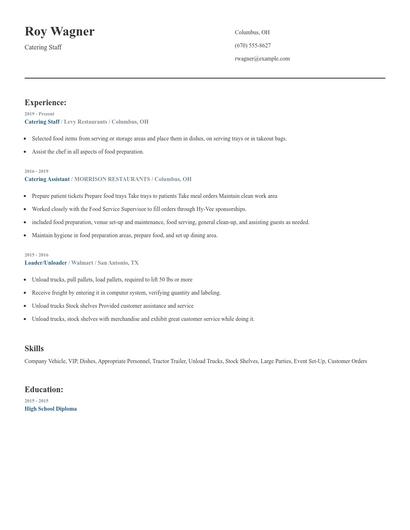Catering Staff Resume