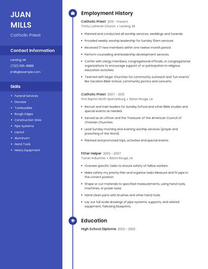 Catholic Priest Resume
