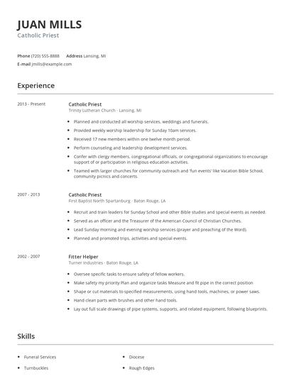 Catholic Priest Resume