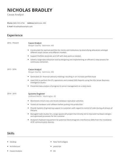 Cause Analyst Resume