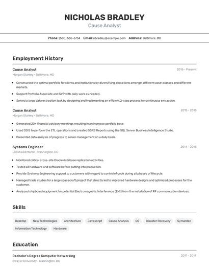 Cause Analyst Resume