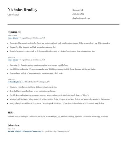 Cause Analyst Resume