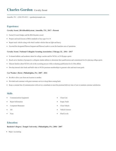 Cavalry Scout Resume