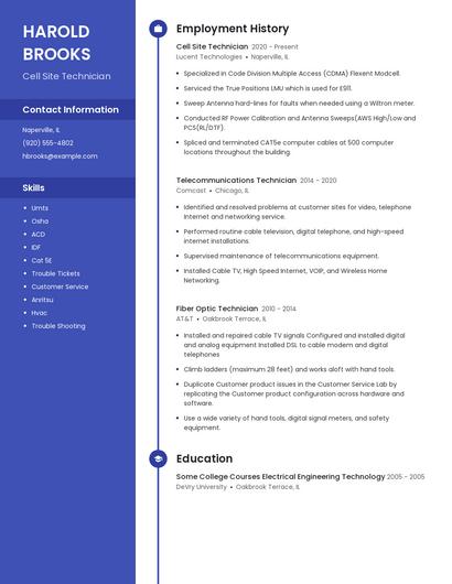 Cell Site Technician Resume
