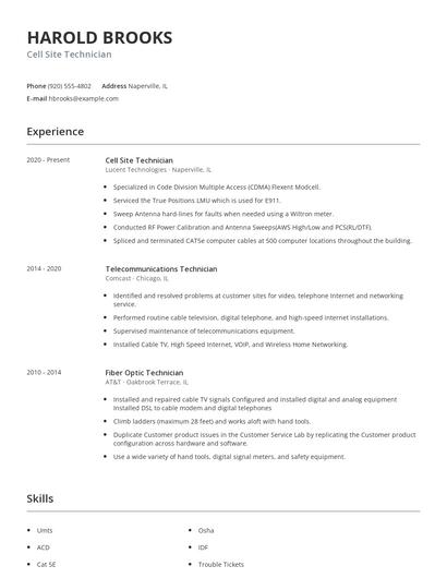 Cell Site Technician Resume