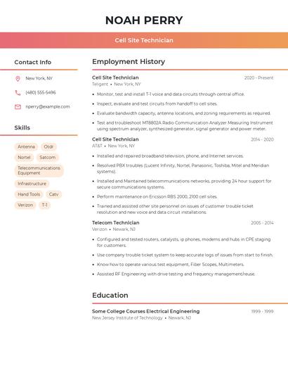 Cell Site Technician Resume
