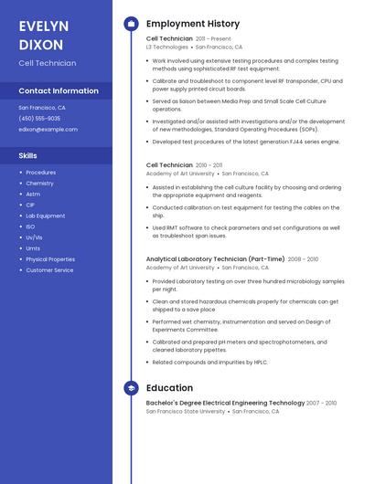 Cell Technician Resume