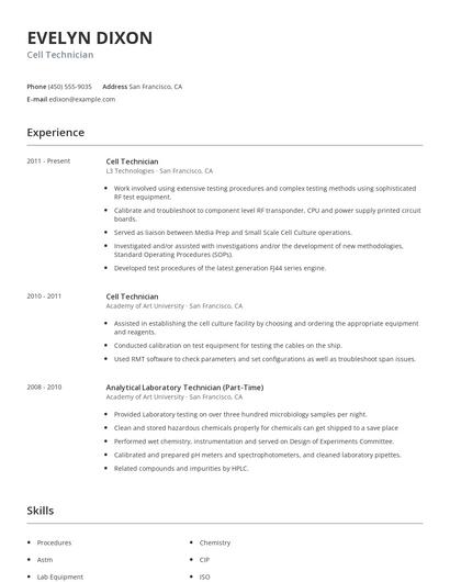 Cell Technician Resume