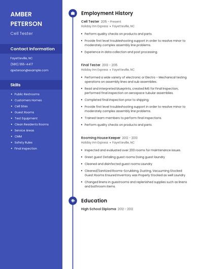 Cell Tester Resume