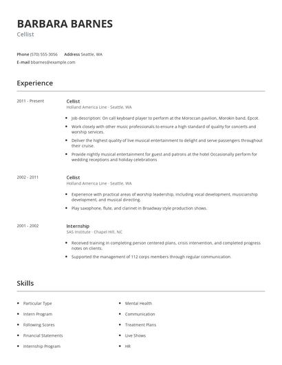 Cellist Resume