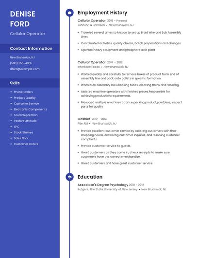 Cellular Operator Resume