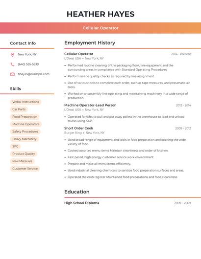 Cellular Operator Resume