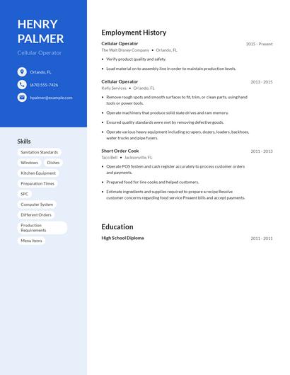 Cellular Operator Resume