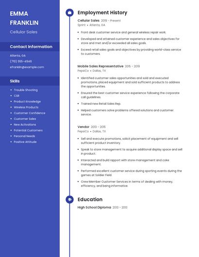 Cellular Sales Resume