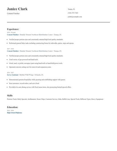 Cement Finisher Resume